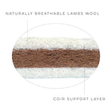74 x 34 x 5 cm  Natural-Start Moses Basket Mattress - Coir & Lambswool With a Waterproof Outlux Cover