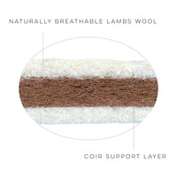 117 x 54 cm Dependable Cot Mattress - Natural  Coir and Wool  With  Pocket Springs -  TWO  EasyChange Coolmax© and Maxispace Zip On Toppers